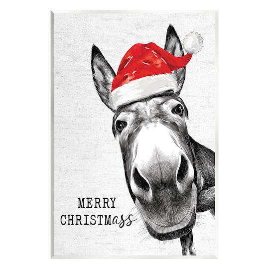 Stupell Industries Merry Christmass Funny Donkey Wall Plaque Art